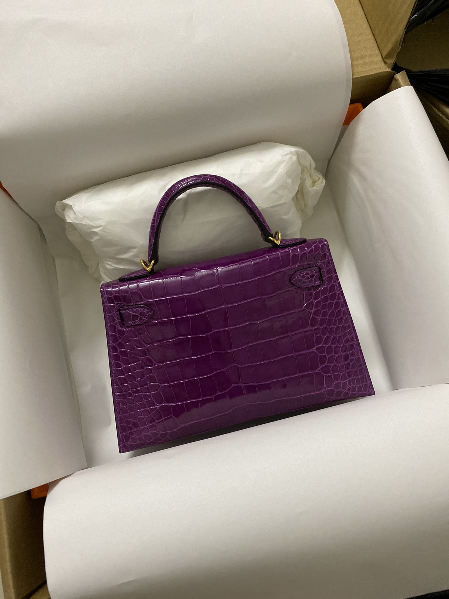 Hermes Kelly Mini II Bag 19CM In Anemone Shiny Alligator Leather